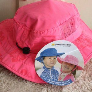 Sun Protection Zone Kids Safari Hat Pink w Flowers